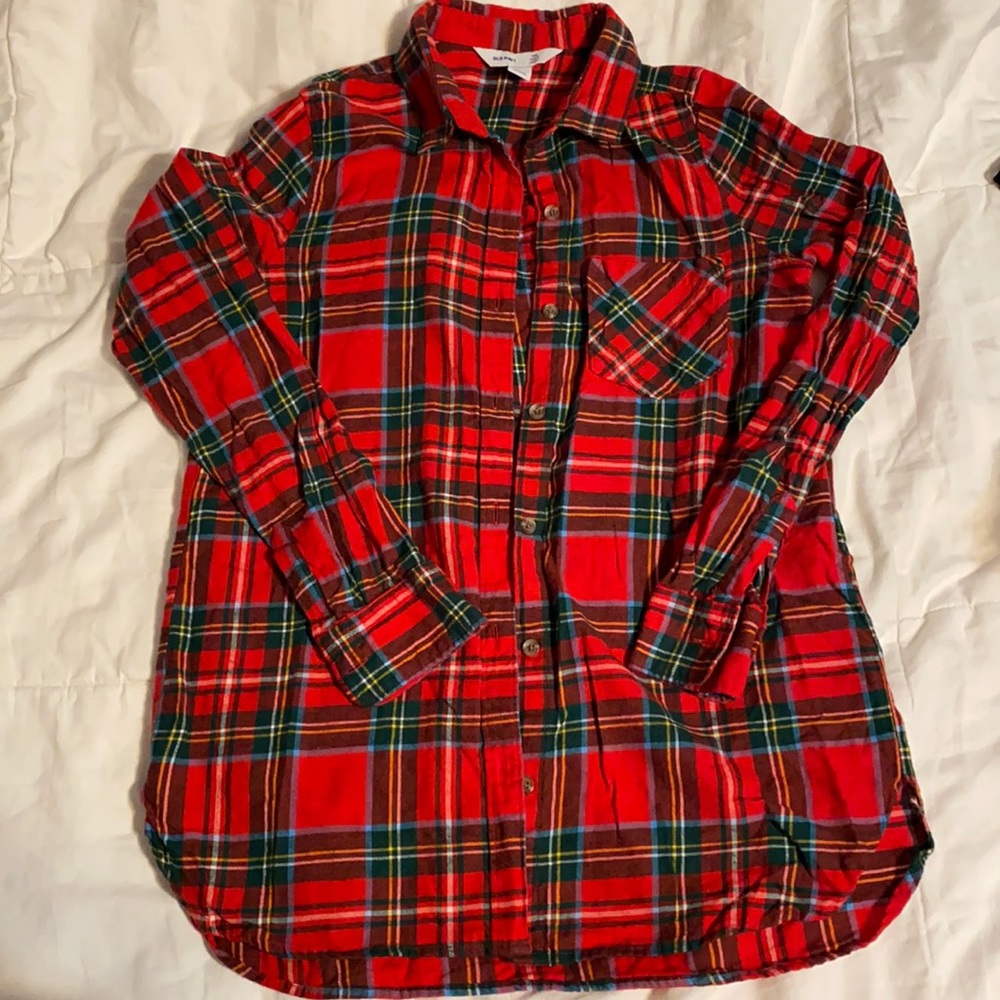 Old Navy Flannel Tartan Plaid Tunic Top S
